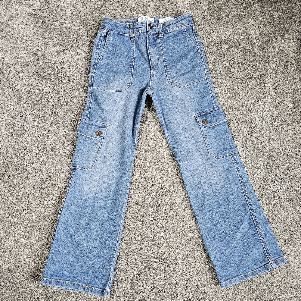 Jessica Simpson Medium Blue Wide-Leg Cargo Jeans